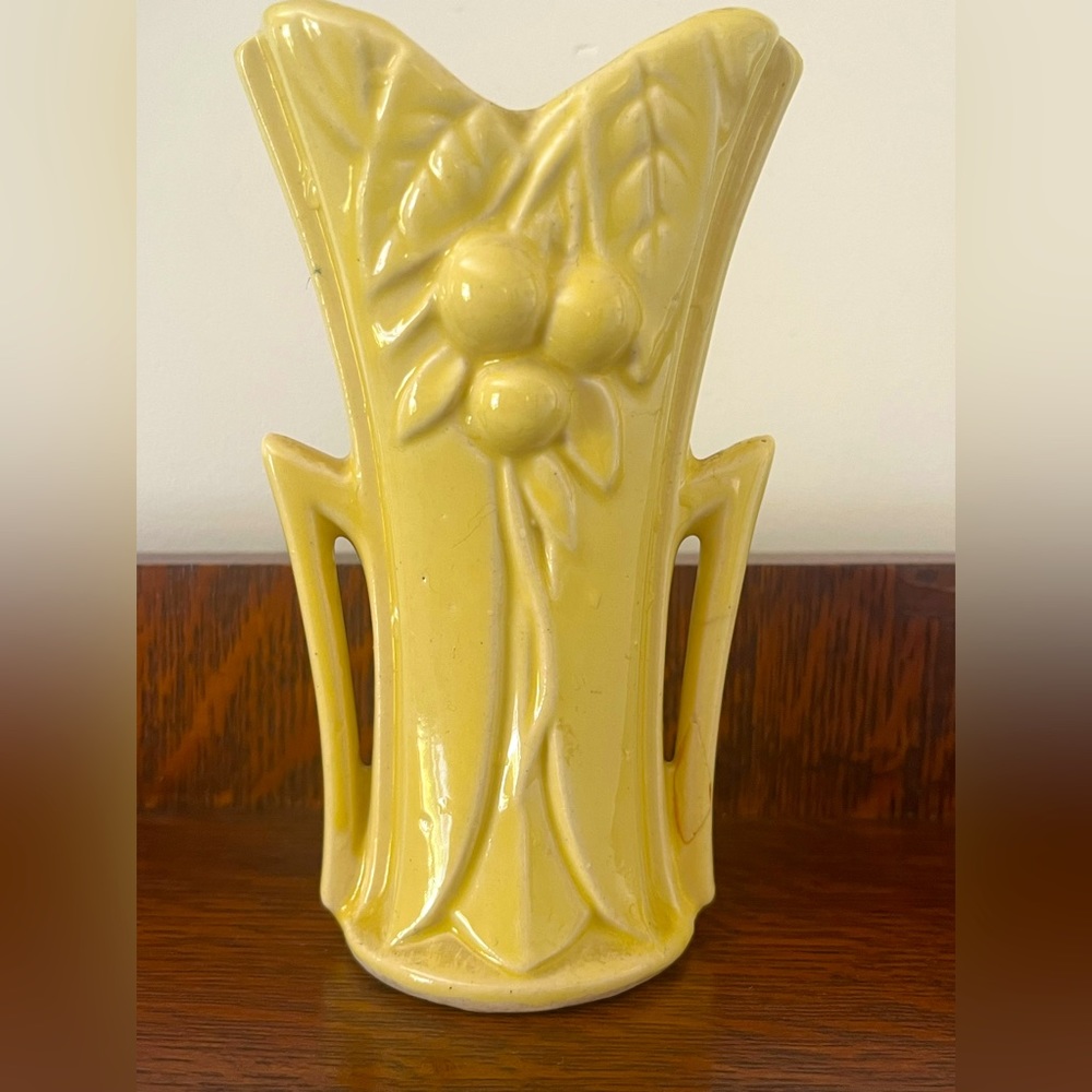 Vintage McCoy pottery small yellow vase